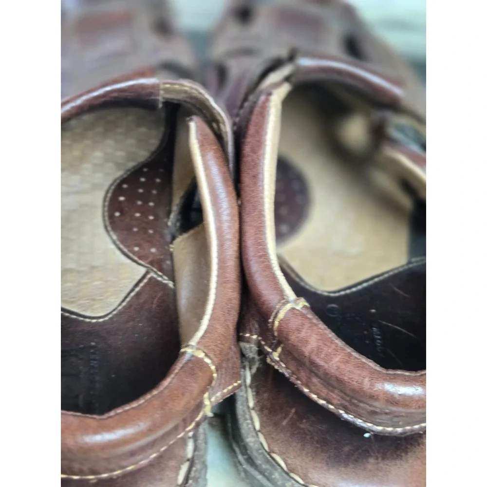 Brown Leather Fisherman Sandals Caged Closed Toe‎ Mens Size 10 44 M6504